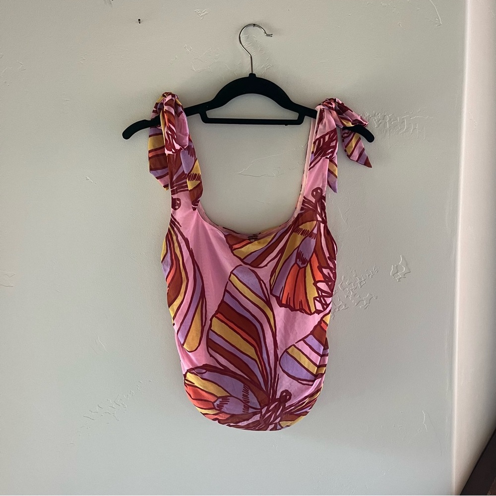 Free People Avenue Butterfly Mesh Tank Top Pink